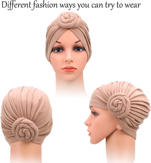 SATINIOR 3 Pieces African Turban for Women Knot Pre Tied Bonnet Beanie Cap Headwrap...